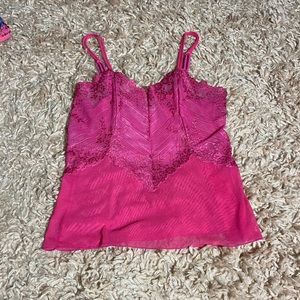 Pink Lace and Mesh Y2K Style Top